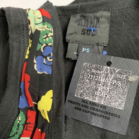 NWT Y2K Anna Sui Cotton Silk T-Shirt Top PS seam open - Picture 10 of 12
